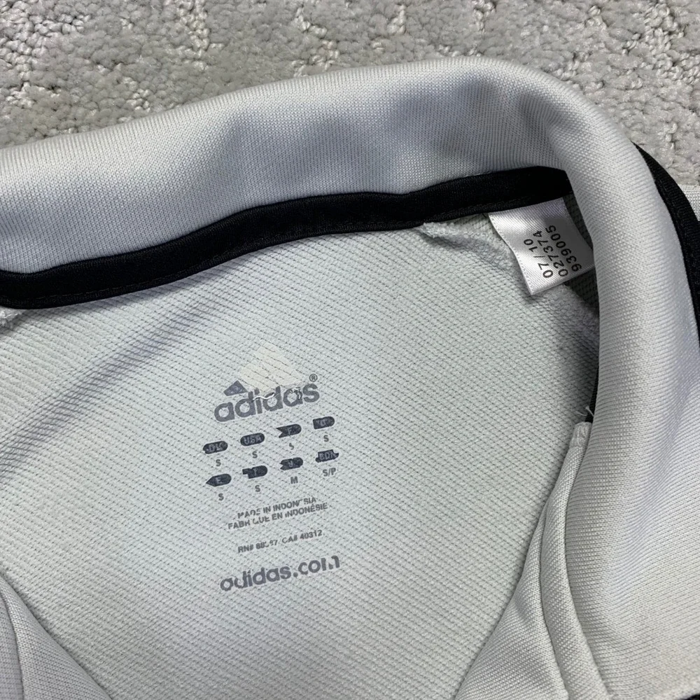 Adidas Pullover Mens Small White 3‎ Stripe Quarter Zip Long Sleeve Athletic Golf